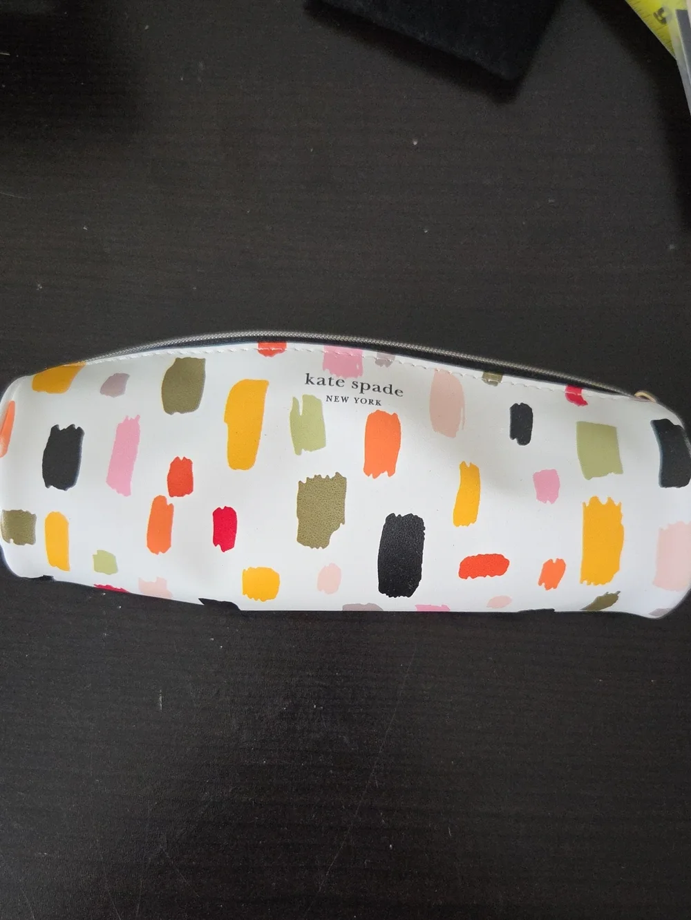 kate spade White Cosmetic Pouch with Multicolor Brushstroke Spots